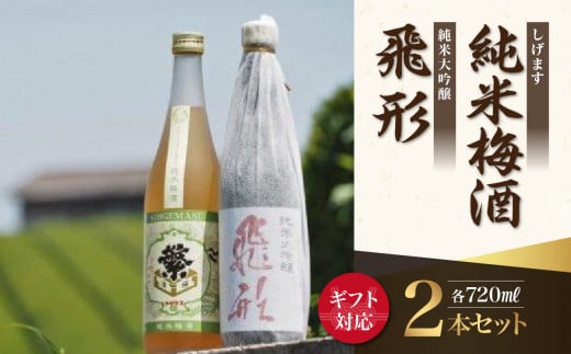 【ギフト用】＜純米大吟醸＞飛形＜しげます＞純米梅酒 720mlセット しげます 純米大吟醸 飛形 純米梅酒 吟のさと 槽搾り ギフト 地酒 日本酒 梅酒 立花町 福岡 八女