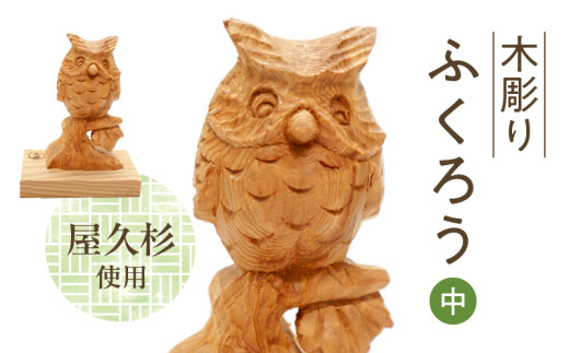 046-34 木彫り ふくろう (中)