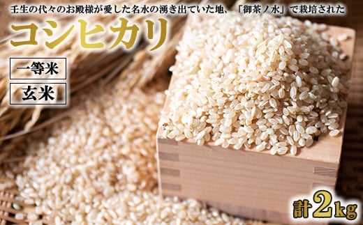 《令和7年産》コシヒカリ 玄米 1kg×2 計2kg ｜ 一等米 お殿様のお米 米 お米 おこめ こしひかり コメ こめ ご飯 ごはん 国産 栃木県 壬生町