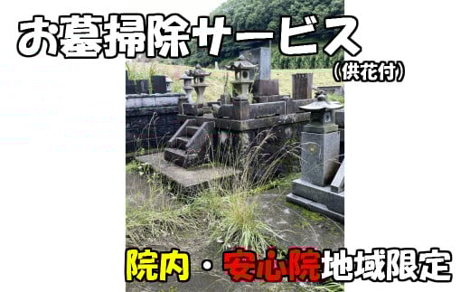 お墓掃除サービス(供花付 宇佐市院内・安心院内限定)掃除 清掃 代行 お墓 地域限定【107200300】【NPO法人　スポーツクラブグレートサラマンダー】