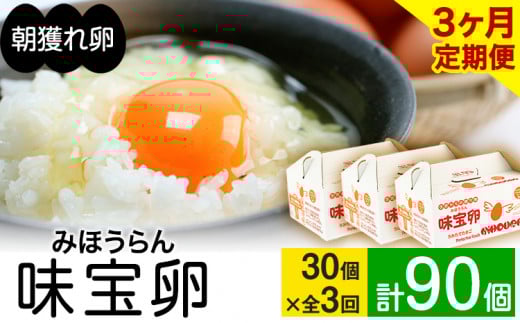【定期便】計3回お届け 朝獲れ卵 味宝卵 (計90個) 30個×3回お届け 卵 Lサイズ 鶏卵 《お申込み月の翌月より出荷開始》 福岡 卵 Lサイズ 鶏卵