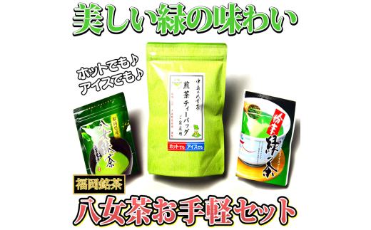福岡銘茶八女茶 急須要らずのお手軽セット(便利なチャック付) 川崎町