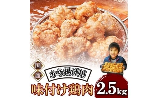 唐揚げ 2.5kg 冷蔵 新鮮 揚げるだけ もも 唐揚げ 味付け 鶏肉 肉 簡単調理 便利 時短 時短おかず お弁当 ジューシー 国産 惣菜 そうざい おつまみ 2.5kg ごはん からあげ から揚げ 鶏肉 なだまさ  モモ肉 もも肉 福岡県 川崎町