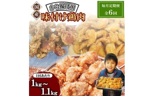 唐揚げ 6回 定期便 1kg × 6回 冷蔵 新鮮  鶏肉 唐揚げ 砂ずり ずり 柚子胡椒 味 柚子こしょう 味付け肉唐揚げ 味付け 鶏肉 肉 簡単調理 惣菜 おつまみ ごはん からあげ 唐揚げ 1kg から揚げ 鶏肉 なだまさ  福岡県 川崎町
