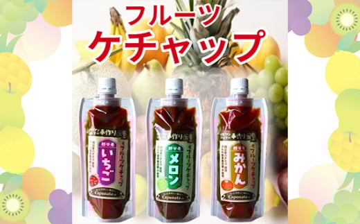 【フルーツケチャップ】苺、メロン、みかんの3種類セットレシピ付き ／ 自家製ケチャップ いちごケチャップ メロンケチャップ みかんケチャップ 埼玉県 No.247