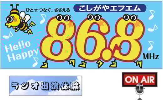 お祝い＆ありがとうメッセージをラジオでプレゼント【ラジオ出演体験】30分 ／ こしがやエフエム サプライズ演出 プロポーズ 還暦祝い お誕生日 母の日 父の日 埼玉県 No.272