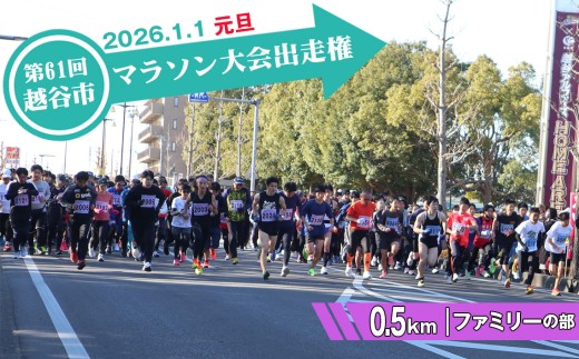 第61回越谷市元旦マラソン大会出走権(ファミリーの部 0.5km) / 2026年1月1日 元日 正月 新年 年明け 新春 初走り 出走 参加券 チケット マラソン スポーツ イベント 大会 エントリー 埼玉県 No.300