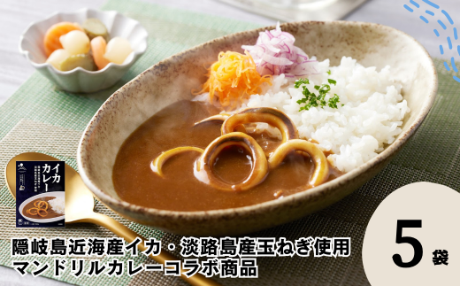 イカカレー 5箱セット 160g×5箱 電子レンジ調理可　マンドリルカレーコラボ商品【レトルト カレー いか イカ コラボ マンドリル 自宅用 国産 隠岐諸島近海産 島根県 海士町 隠岐】