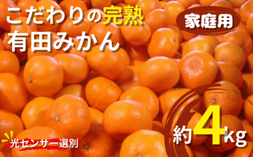 [2025年11月発送予約分]＼光センサー選別/農家直送 こだわりの有田みかん 約4kg+250g(傷み補償分) [ご家庭用][11月発送]みかん ミカン 有田みかん 温州みかん 柑橘 有田 和歌山 [nuk148-11]