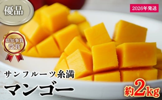 【2026年発送】県知事賞受賞 サンフルーツ糸満 マンゴー優品 約2kg 産地直送 先行予約 フルーツ 果物 くだもの アップルマンゴー アップル アーウィン種 濃厚 デザート 贅沢 旬の果物 甘い おすすめ プレゼント 贈答 冷蔵 国産 沖縄 沖縄県産