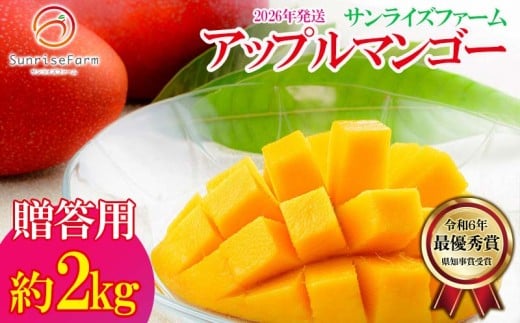 【2026年発送】令和6年最優秀賞サンライズファームのマンゴー贈答用 約2kg アーウィン 果物 甘い 夏 濃厚 ギフト Mango ランキング 完熟 お気に入り 収穫 人気 甘味 フルーツ 沖縄県 国産 食品 デザート 産地直送 宜野座村