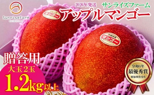 【2026年発送】令和6年最優秀賞サンライズファームのマンゴー大玉2玉1.2kg以上 贈答用 アーウィン 果物 甘い 夏 濃厚 ギフト Mango ランキング 完熟 お気に入り 収穫 人気 甘味 フルーツ 沖縄県 国産 食品 デザート 産地直送 宜野座村