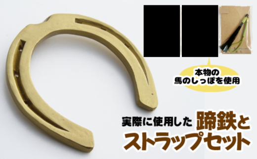 蹄鉄 ( 鉄製 ゴールド )& 馬のしっぽの毛 ストラップ ( 鹿毛 ) 【馬っこパーク・いわて】/ てい鉄 さび止め 錆止め サビ止め 金 金色 鉄 加工 馬毛 尻尾 幸運 開運 厄除け 魔除け アイテム 本物 インテリア アクセサリー おすすめ