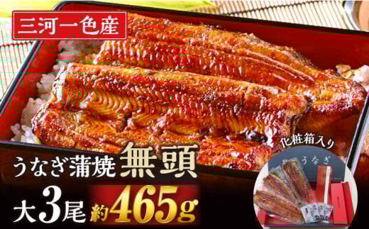 [土用の丑の日までにお届け]三河一色産うなぎ蒲焼 大サイズ3尾 無頭(1尾約155g)・M116-c1