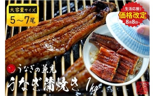 【生活応援】大ボリューム1kg　愛知県三河一色産　うなぎ蒲焼き　（5尾～7尾）・U040-33 蒲焼き 総菜 国産うなぎ ウナギ 鰻 愛知県産 西尾市産 西尾一色産 タレ付き たれセット 蒲焼き かば焼き