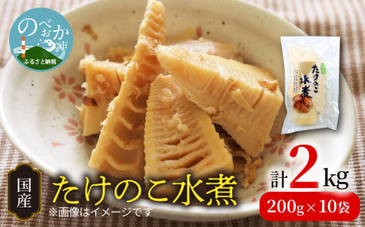 たけのこ水煮 200g×10袋 計2kg 国産  小分け パック 簡単調理 常温 グルメ 食品 食べ物 野菜 山の幸 山菜 株式会社大久保商店 宮崎県 延岡市 お取り寄せ 送料無料 N067-YA766