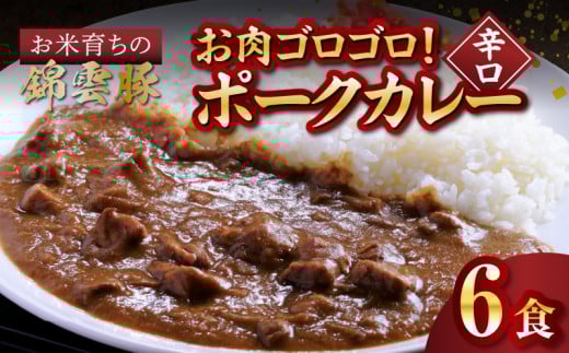【ブランド豚肉】お米育ちの錦雲豚 お肉ゴロゴロ!ポークカレー(辛口)6食 FN1102