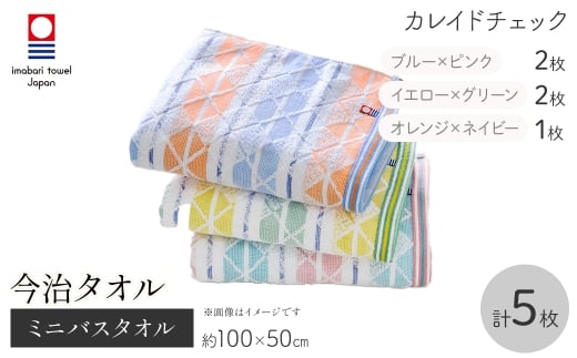 今治タオルブランド ミニバスタオル(カレイドチェック・5枚) 【m95-35】【小杉善】