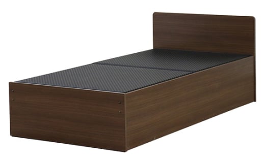 No.476-01 組み立て式　394-cl-migusa　日本製 セキスイMIGUSA畳使用 国内生産デザイン畳ベッド（ダブル）【フレーム色：ダークブラウン（87）】【畳：ブラック（BK）】 ／ 寝具 抗菌仕様 頑丈 安全 国内生産 愛知県