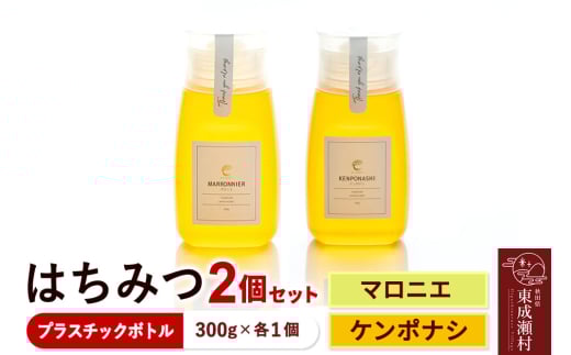 はちみつ2個セット(MARRONNIER・KENPONASHI プラスチックボトル)300g×各1個 計2個