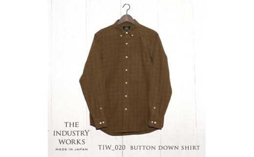 36-2 播州織メンズシャツ「THE INDUSTRY WORKS」(1着)【TIW_020(ベージュ×ブラウン×イエロー)】LLサイズ