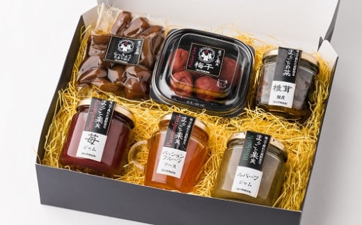 地元産の素材を使った無添加のジャム&梅干し・らっきょう・椎茸佃煮のセット | ジャム 梅 ラッキョウ つくだ煮 しいたけ 無添加 和食 贈答用 おいしい 送料無料 東京 八王子