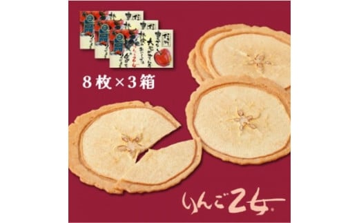 りんご乙女 8枚×3箱 長野県 信州 南信州 高森町 上品 りんごの香り 食べやすい おやつ お菓子 スイーツ フードロス 摘果りんご 食品ロス削減 持続可能な地域づくり 株式会社マツザワ