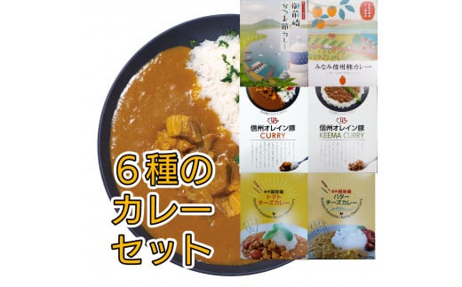 南信州仕立て6種のカレーセット 長野県 信州 高森町 柿 鹿肉 信州オレイン豚 信州福味鶏 御前崎かつお節 信州セキュアフーズ