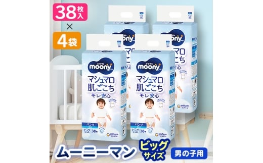 <毎月定期便>ムーニーマン 男の子用 ビッグサイズ 38枚×4袋全2回【4069362】