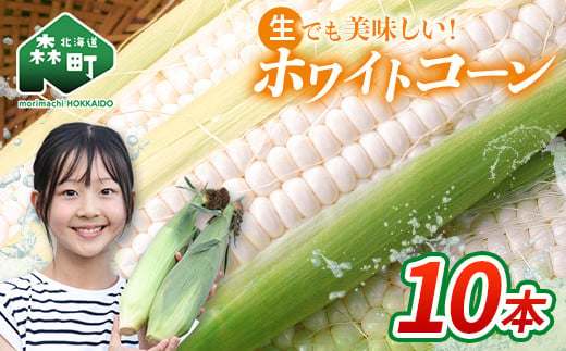 [先行予約]10本 白い とうもろこし ホワイトコーン L〜2L(2025年7月下旬〜9月中旬までに順次発送) 北海道産 森町産 トウモロコシ とうきび トウキビ 唐黍 野菜 やさい たっぷり 甘い 朝もぎ 期間限定 ふるさと納税 