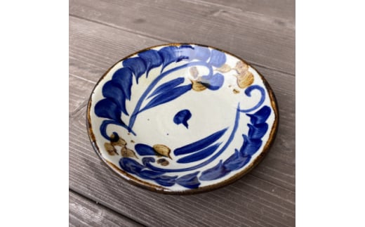 やちむん 唐草紋様 5寸皿(染付)青【1506547】