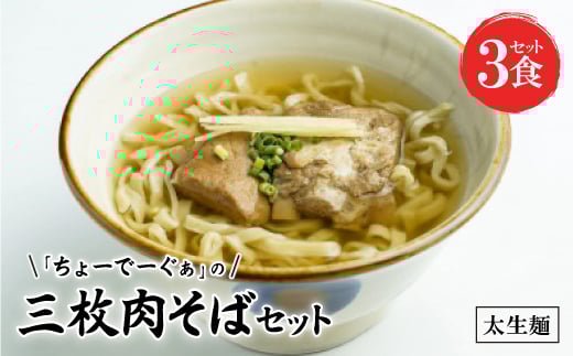 〈太生麺〉ちょーでーぐぁ 沖縄そば(三枚肉)3食セット【1522917】