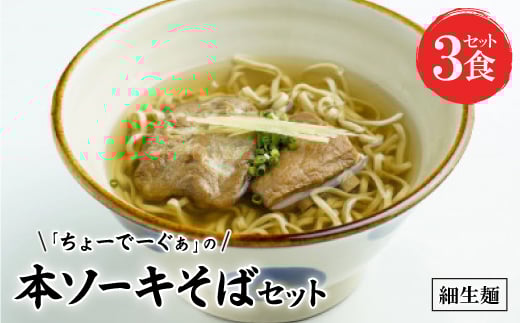 〈細生麺〉ちょーでーぐぁ 沖縄そば(本ソーキ)3食セット【1523256】