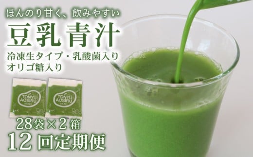 【12ヶ月定期便】 豆乳青汁 【生】 冷凍 2箱 5.6kg(100g×56袋) | 健康 美容 乳酸菌 国産 ケール 大豆 ビタミン ミネラル 食物繊維 冷凍 ロングセラー お試し青汁 遠藤青汁 新鮮 高知県 南国市