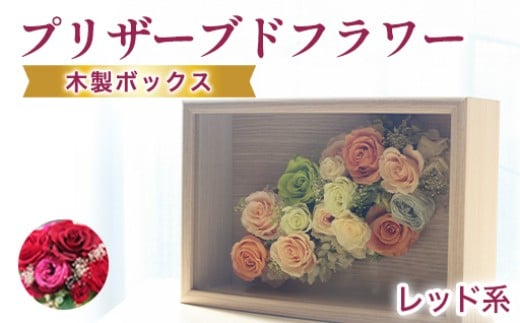 プリザーブドフラワーアレンジ(額装)中 (赤系)