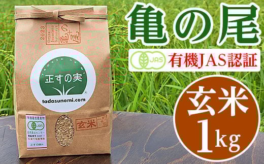 亀の尾 1kg 玄米 有機JAS認証 Oryza Jozucana Satonaya[正すの実]