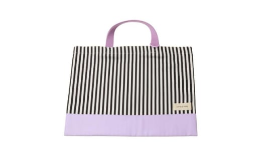 日本製 人気レッスンバッグ ラベンダー×ストライプ(細)【1573012】