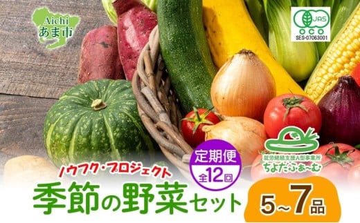 定期便 全12回 季節の野菜詰め合わせ ノウフク 冷蔵便 就労支援 セット 詰合せ 農福 農福JAS 無農薬 有機JAS 有機栽培 オーガニック 野菜 新鮮 料理 旬 季節 無農薬 千代田ファーム 愛知県 あま市