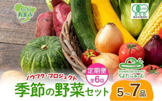 【全6回 奇数月にお届け！】定期便 季節の野菜 詰め合わせ ノウフク 冷蔵便 就労支援 セット 詰合せ 農福 農福JAS 無農薬 有機JAS 有機栽培 オーガニック 野菜 新鮮 料理 旬 季節 無農薬 千代田ファーム 愛知県 あま市