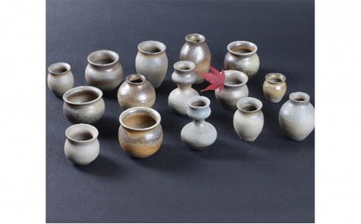 寒風須恵器 小一輪生 いろいろ5点セット（三浦裕二：作） [№5735-1055]