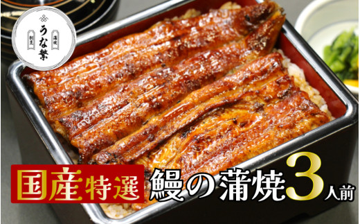 うなぎ 蒲焼 真空パック 特選 国産 ３人前 うな繁 うな重 ひつまぶし たれ付き お中元 ギフト 富士山 湧水 ウナギ 鰻 土用 丑の日 個包装 人気 美味しい 小分け 静岡県
