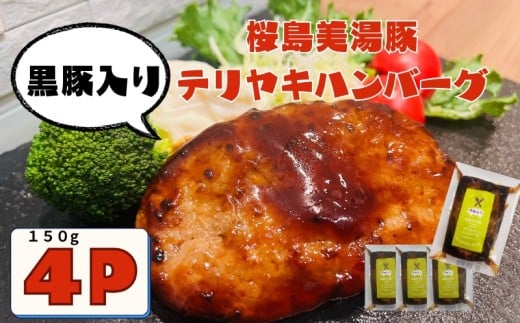 W-0409/鹿児島県産 桜島美湯豚 てりやきソース ハンバーグ 150g×4個