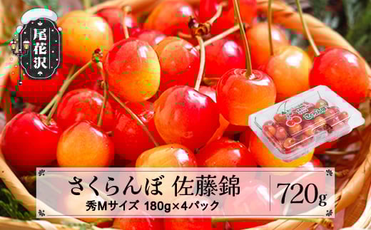 先行予約  さくらんぼ 佐藤錦 秀Mサイズ 720g(180gx4パック) 6月上旬~下旬頃発送 フードパック 令和8年産 2026年産 山形県産 ns-snsmp800