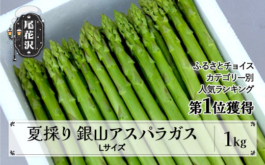 [チョイス アスパラ ランキング1位 獲得歴あり]夏採り 銀山アスパラガス Lサイズ 1kg 7月上旬~発送 令和7年産 2025年産 山形県尾花沢市 アスパラ アスパラガス 銀山アスパラ グリーンアスパラガス nk-vga1n1