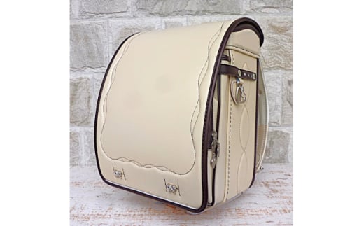 創業1955年 林カバン店オリジナルキューブランドセル アイボリー×ボルドーコンビ(女の子)【1412893】