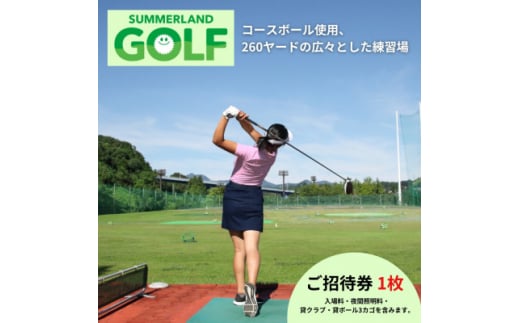 東京サマーランド ゴルフ練習場 ご招待券【1391290】