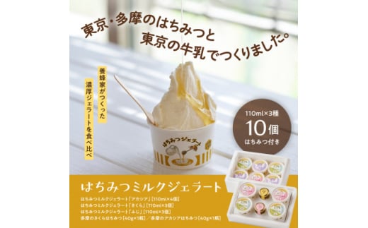 はちみつミルクジェラート10個セット(はちみつ2種各1瓶付き)【1477521】