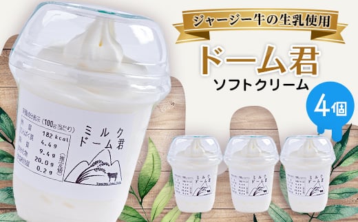 ジャージー牛の生乳を使用したソフトクリーム ドーム君 4個入り【1260014】