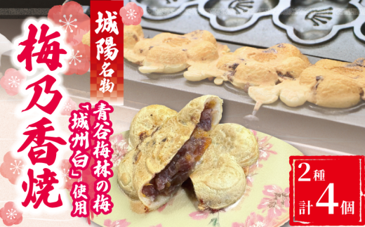 梅乃香焼 セット 4個 (2種×2個)菓子 和菓子 スイーツ デザート 和スイーツ 甘味 梅 梅干し 贈答 個包装 ギフト 名物 城州白  京都 城陽市