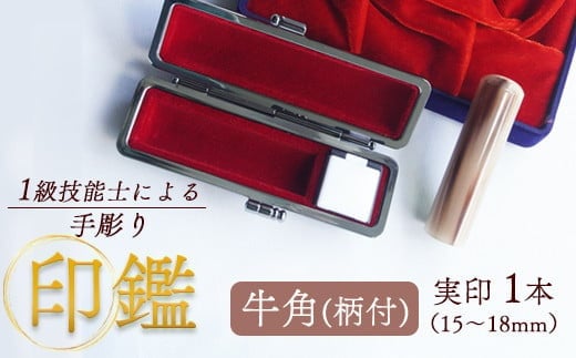 印鑑 牛角 柄付 実印 1本 小 ( 15mm ) 手彫り印鑑 ケース付き 印章 はんこ 判子 プレゼント 贈答 新生活 祝 結婚 婚約 夫婦 父の日 母の日 京都府 手作り 工芸品 民芸品 贈答 贈答用 ビジネス 書類 シンプル 成人祝い 就職祝い 卒業祝い 京都 舞鶴